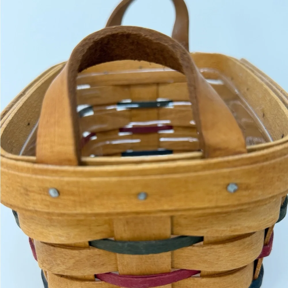 Longaberger Handwoven Basket w/ Leather Handles Small Preloved